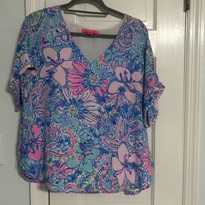 Lilly Pulitzer Casden Top Blouse Pop Up Got Your Back Size Large